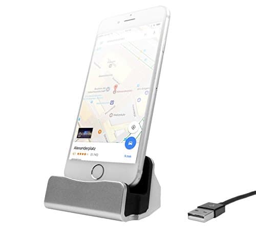 HubLines® - Premium Cell Phone Docks with micro-USB connection plug in silver - for HTC, LG, Huawei, Xiaomi, Sony, Android, tablets, Smartphone holder / stand / cradle / stand / pack / dock / MiniDock Desktop Dock / Charger / Charger