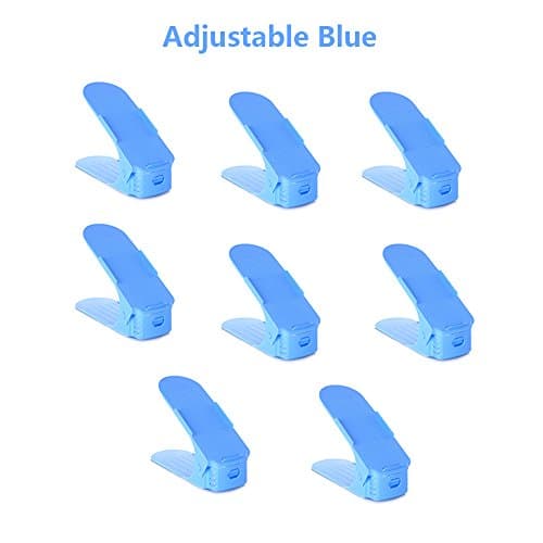 Adjustable Shoe Holder, Shoe Organizer, Plastic Creative Shoes Boxes,Double Your storage space ( 8 piece) (Blue)