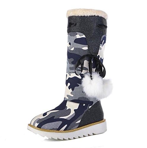 Women's Bow high boots thick low snow boots plus thick warm rabbit cotton boots , black , 41