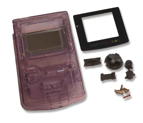 Game Boy GBC Color Clear Purple Replacement Shell Case w Screen &amp; Tools