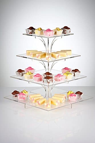 4 Tier Clear Cupcake Stand - Square