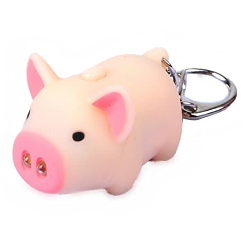 PEGGY CUPY POLEA Pig LED KeyChain Keyring Torch With Light &amp; Sound (Light pink)