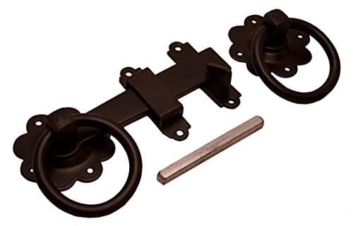 Quality IronmongeryLAT0002AMZ Plain Ring Gate Latch, Black, 152mm