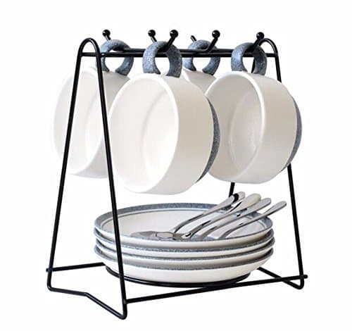 QPSSP Coffee Cup, A Simple Coffee Cup, A Set Of Creative Ceramics, A Complete Set Of Coffee Cups, Dishes, Home Japanese Cup, Shelf Stone, Coffee Folding Cup, 4 Sets Of 4 Pieces,A