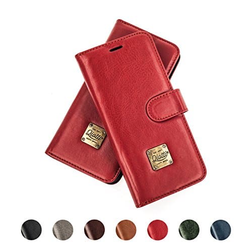 SONY XPERIA X COMPACT Leather Case, QIOTTI Folio Wallet Case mit [ RFID Blocking Protection ] [ Standfunction Videomode ] [ 3 Card Slots ] [ Magnetic Hidden Closure ] [ ECO-FAUX Leather ] Flip Book Cover, Classic Collection (RED)