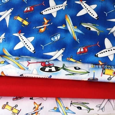AIRPORT PLANES FABRIC BUNDLE - Planes - Bundle - WILFB01 - 4 Fat Quarters each 55 cm x 50 cm - by Wilmington- 100% Cotton