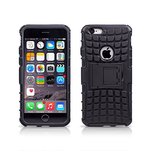MobilePro Apple iPhone 6 / 6S Case Black Heavy Duty Shockproof Defender Cover [Includes A Screen Protector]
