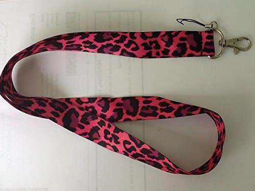 Pink Leopard Print Student Work Pass Key Holder Lanyard