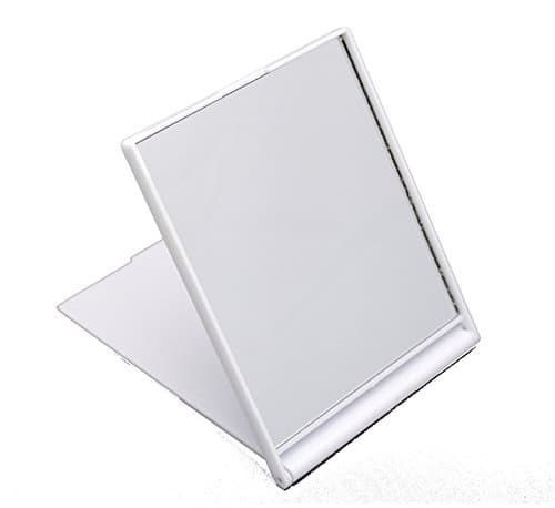 Small Folding Compact Travel Make Up Shaving Mirror - White