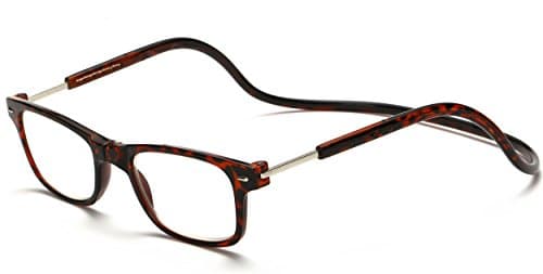 Adjustable Front Connect Reader Magnetic Reading Glasses for Women and Men Tortoise 150