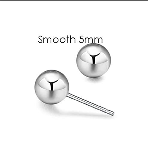 Small Bead Silver Trendy Scrub Smooth Stud Earring (5mm)