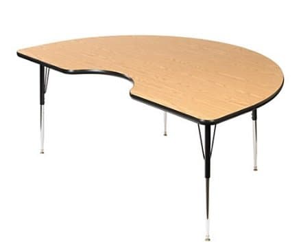 Scholar Craft Student Activity Table, Kidney-Shaped, 72"W x 48"D, Light Oak