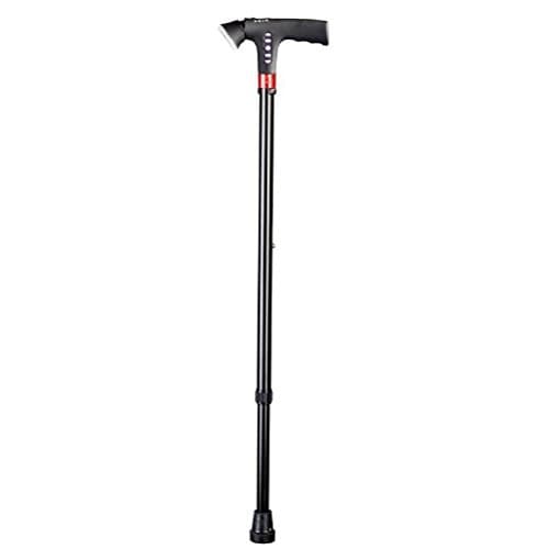 About2shop Height Adjustable Lightweight Folding Smart Elder Walking Stick Cane Rechargeable LED Torch, Siren and FM Radio