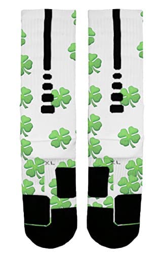 St Patrick's Day Clovers Custom Designed Nike Elite Socks - Large (8-12)