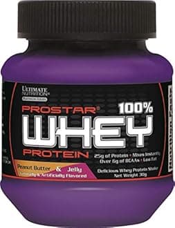 Ultimate Nutrition Prostar Whey Protein Powder Blend of Whey Concentrate Isolate and Peptides – Low Carb, Keto Friendly, 25 Grams of Protein - Single Serving, PB&J, Sample Size