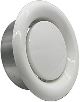 Kair 6 inch / 150mm White Powder-Coated Metal Adjustable Ceiling Air Extract Valve - SYS-150 - DUCMW154 by Kair
