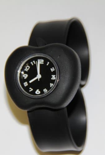 Silicone Slap On Watch - Black Apple - Small