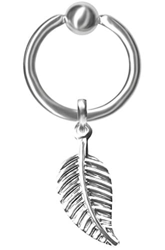 Dangle Leaf Captive Bead Ring-14g-5/8 inch-16mm-Ear Piercing Hoop Body Jewelry