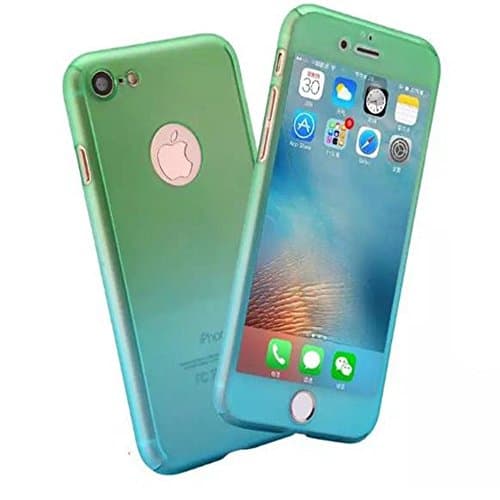 iPhone 8 Plus Full Body Hard Case,iPhone 7 Plus Slim Sleek Front Back Case,Auroralove 360 All Around Shockproof Cover with Tempered Glass Screen Protector for iPhone 8 Plus/7 Plus 5.5 (Blue Green)