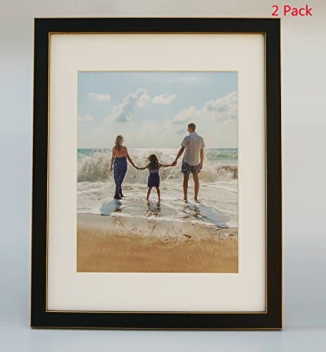 Heronear 2-Pack, 11x14 Black Picture Frames - Made to Display Pictures 8x10 with Mat or 11x14 Without Mat For Wall and Table Frames (11x14 black gold)