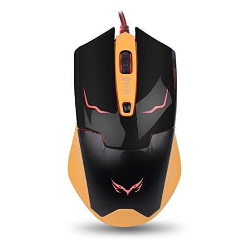 SAREPO Optical Gaming Mouse Mice Black-Eagle High Precision with 4 Level DPI Switchable 800/1200/2000/2800 DPI Ergonomic Design 4 Buttons for Pro Gamer with Notebook PC Laptop Computer (Black+Yellow)