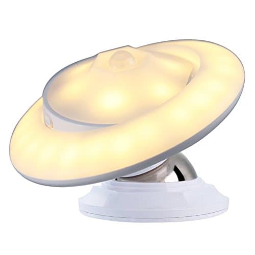 Motion Sensor Night Light, Wahom UFO 360°Roation LED Wall Light, Wireless USB Rechargeable Security Lighting Lamp with Detachable Magnet Base