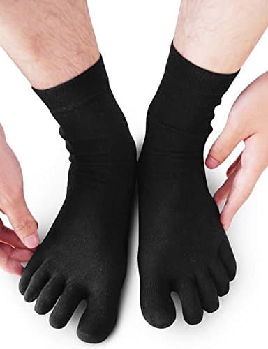 Wiggle Socks From Cerkos: Unisex Comfortable Toe Socks, Toe Separator Socks, Five Finger Socks, 5 Toe Socks, Toe Shoe Socks for Men/women (1 Pair, Black)