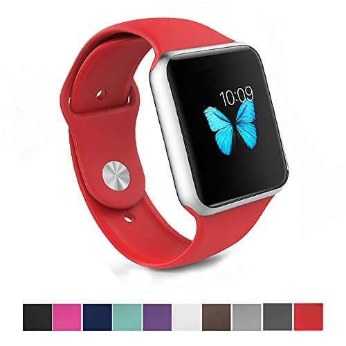 Apple Watch Band - e6Hope Soft Silicone Replacement iWatch Strap for Apple Watch Series 1,Series 2 (Red, 38mm - M/L)