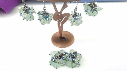Green Fluorite, crystal cluster earrings