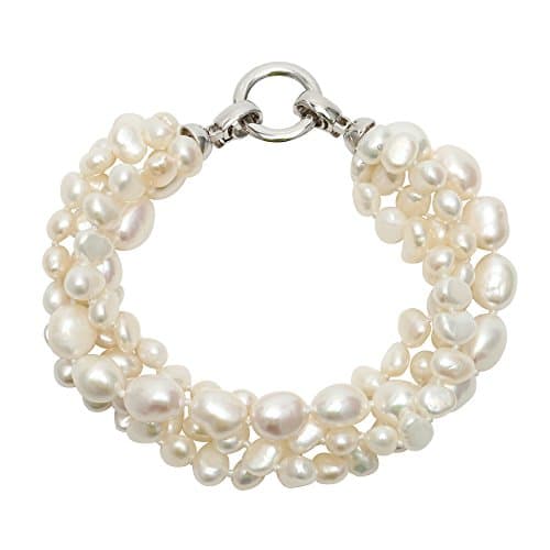 Multi Strand Freshwater Pearl Bead Bracelet 4 Row Wrap Bangle For Women Bride