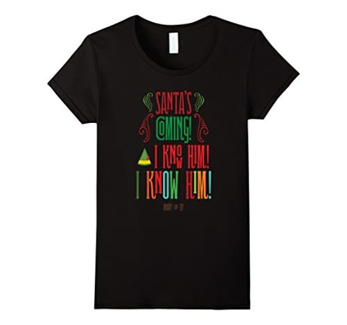 Women's Santa's Coming! I know him! Medium Black