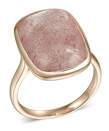 Lanfeny 925 Sterling Silver Ring with Squared Simulated Cat's Eye Natural Quartz Multi-Color,Size 6,7,8,9