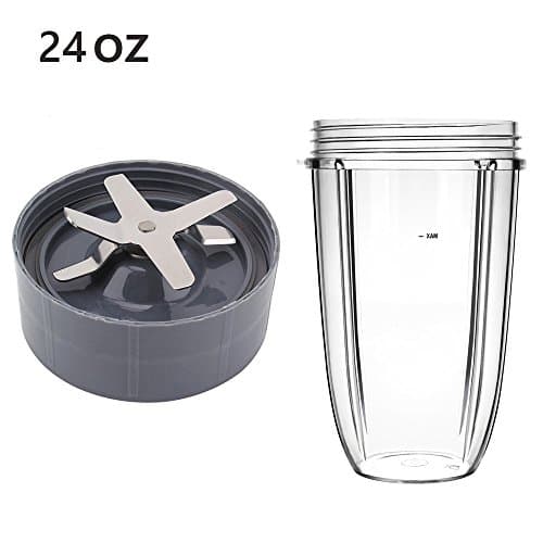 QueenTrade Replacement Cup &amp; Blade Set - 24OZ Tall Cup with Extractor Blade For NutriBullet 600w and Pro 900w Blender (NOT FIT Magic Bullet or Ninja blenders)