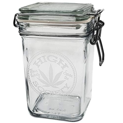 Dope Jars - Herb Storage, Swing Top Stash Jar - with Dope Designs Deep Etched (Large, High Society)