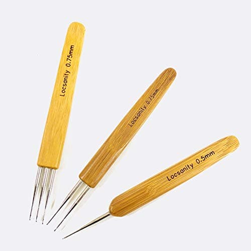 Locsanity Dreadlocks Tool Single, Double, Triple or Set Crochet Needle Bamboo Handle Locs