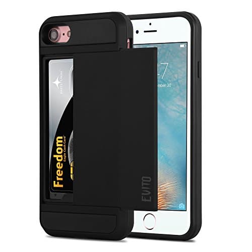 iPhone 7/7s Wallet Case - Vault Slim Wallet for iPhone 7/7s (4.7") by Evito - Ultra Slim Protective Phone Cover (Midnight Black)