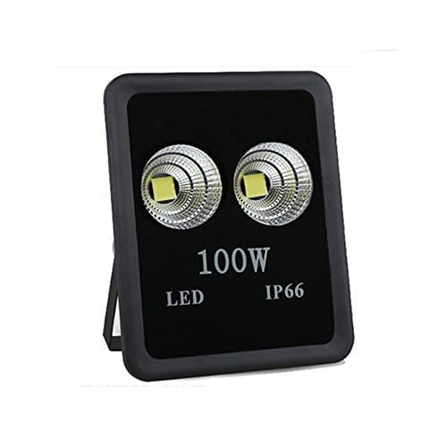 SZHSR LED Flood Light, 100W Security Light 2 COB Led Chips &amp; Waterproof IP66, 12000lm, Daylight White 6000K, 300W HPS Bulb Equivalent,Outdoor Indoor for Spot Garden Playground Lights, Black 