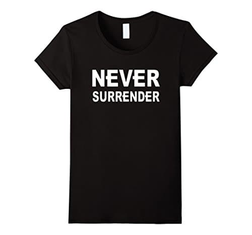 Womens NEVER SURRENDER TSHIRT Large Black