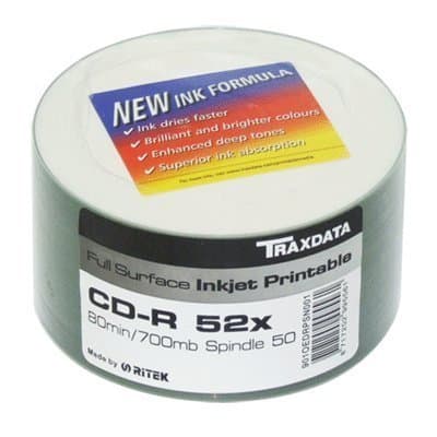 TraxdataRitek Fullface Printable 52x 50pk CDR