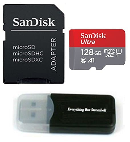 SanDisk 128GB Ultra UHS-I Class 10 Micro SDXC Memory Card for Galaxy Note Fan Edition, J3, J7, J7 Prime, Z4, AMP Prime 2, Express Prime 2 Cell Phones with Everything but Stromboli (TM) Card Reader