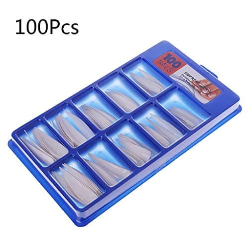 vlook001 100pcs False Nail Tips Sharp Transparent Long Full Cover Nail Tips Kit Nail Art Accessories