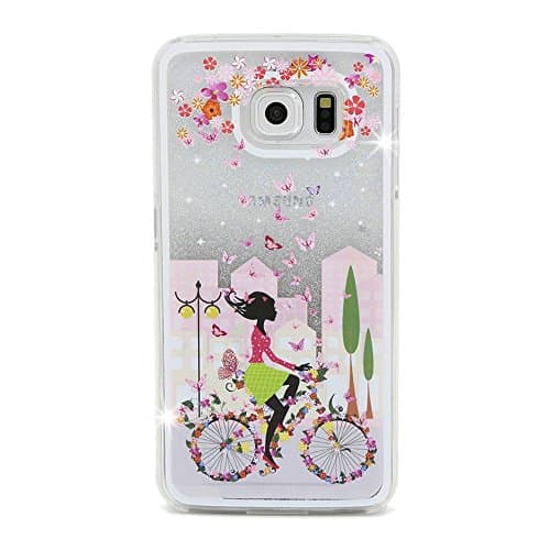 Galaxy S8 Quicksand Liquid Case, MACBOU Creative Bling Shine Glitter Sparkle Liquid Cute Flowing Floating Moving Sand Case for Samsung Galaxy S8 (Bicycle Girl)