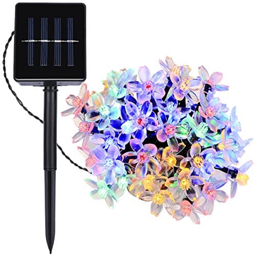 Solar Powered String Lights 23ft 50 Led 8 Modes Outdoor Waterproof Blossom Flower Fairy Light for Christmas Trees Garden Patio Wedding Party Bedroom Home Decoration (Multi-color)