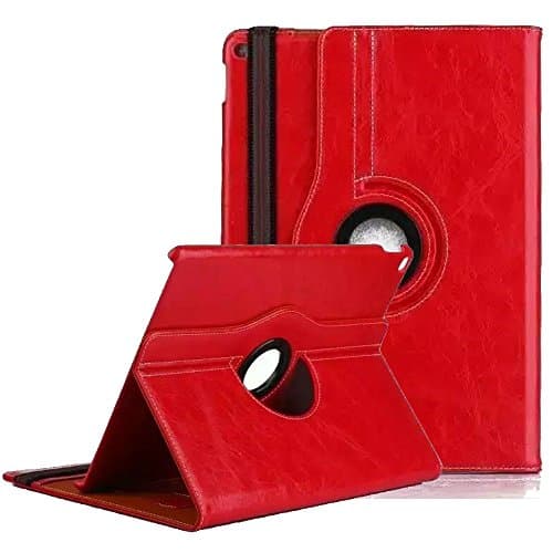 iPad Case Air 2 Cover,elecfan 360 Degrees Rotating Multi Function Screen Protective for Men/Women Flip Folio Stand Smart Case Back Cover for Apple iPad Air 2 9.7 inch Tablet (iPad air 2, Red)