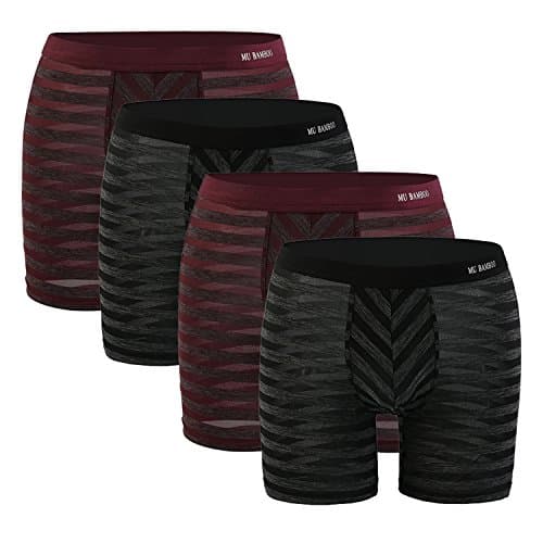 MU BAMBOO Thin Breathable Soft Boxer Briefs Plus Size Mens Boyshorts Multipack Trunks-Underwear