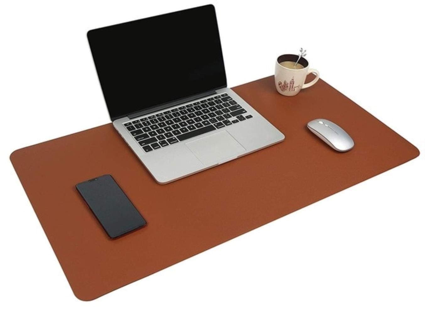 Multifunctional Office Desk Pad, 40 * 80cm Ultra Thin Waterproof PU Leather Mouse Pad, Dual Use Desk Writing Mat for Office/Home,Dark Brown