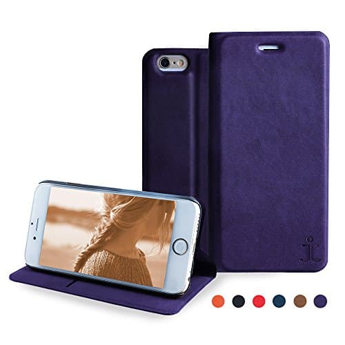 IPhone 5 5s 5se Flip Case Stand PU Leather Wallet Case Cover Slim Exact Fit by JACKIT Drop Proof Card Holder Slot Pocket with Strong Magnetic Closure Dust Proof Access All Ports (Purple)