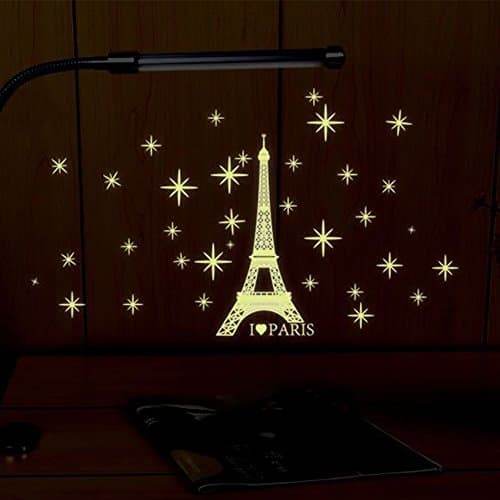 2 Sheets Glow in the Dark Wall Decals Stickers for Windows, Wall or Car Deocration (Eiffel Tower)
