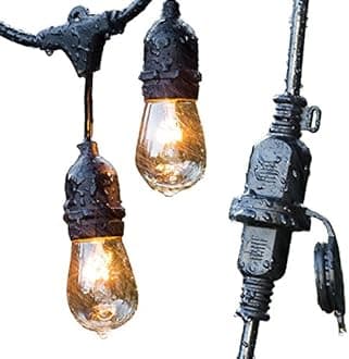 Advanced Outdoor String Lights by ConClarity - Incandescent - 48 ft - 24 bulb - S14 Style Bulbs, Seamless Design, Commercial Grade Lighting, Weatherpoof Technology, Indoor Outdoor - 5 Year Warranty
