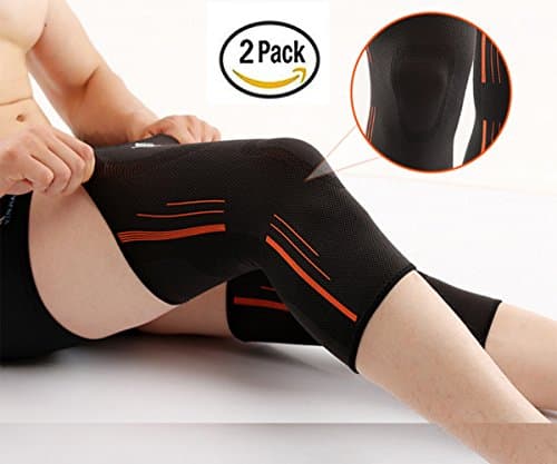 Support Knee Compression Sleeve, Best Knee Support for Meniscus Tear, Knee Brace Sleeves for Joint Pain and Arthritis Relief, Support for Running, Cross Fit, Basketball and other Sports（1 Pair）